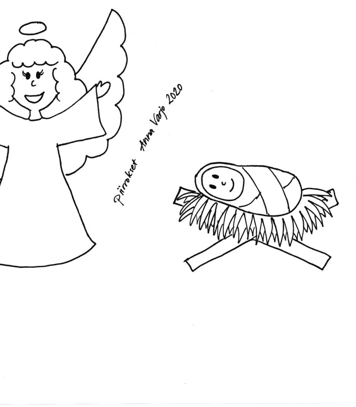 Seimihahmoja, piirtänyt Anna Varjo 2020