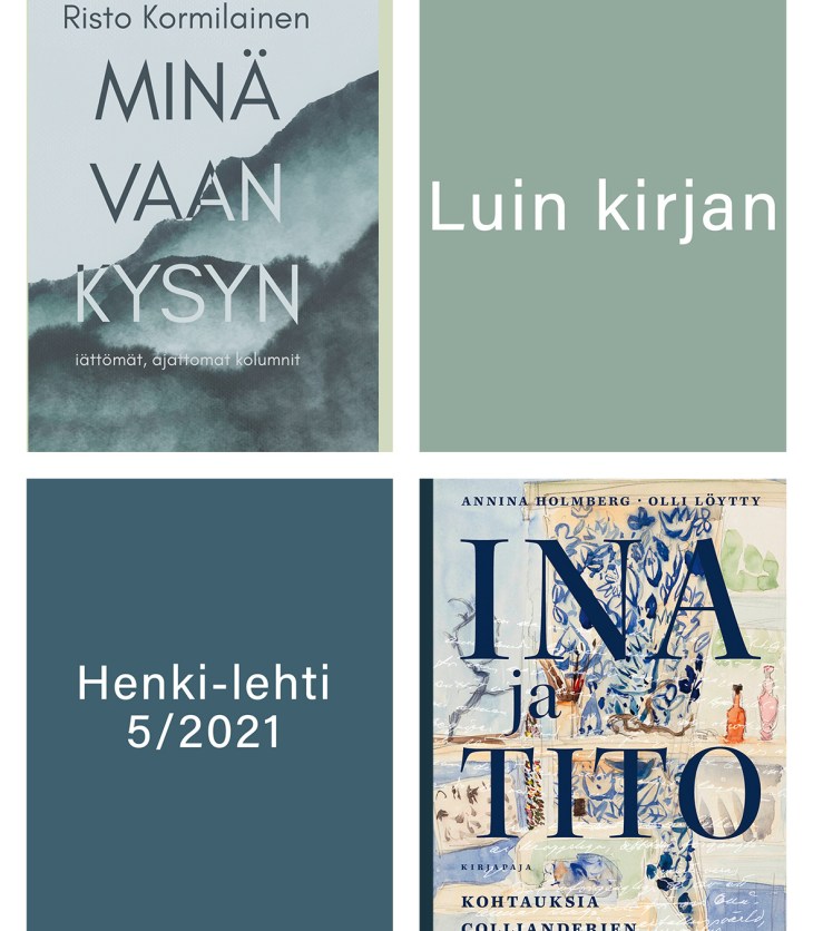 Minä vaan kysyn- sekä Ina ja Tito -kirjojen kansikuvat.